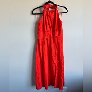 Francesca's- Audrey Parks Vibrant Red/Orange Halter Tie Dress